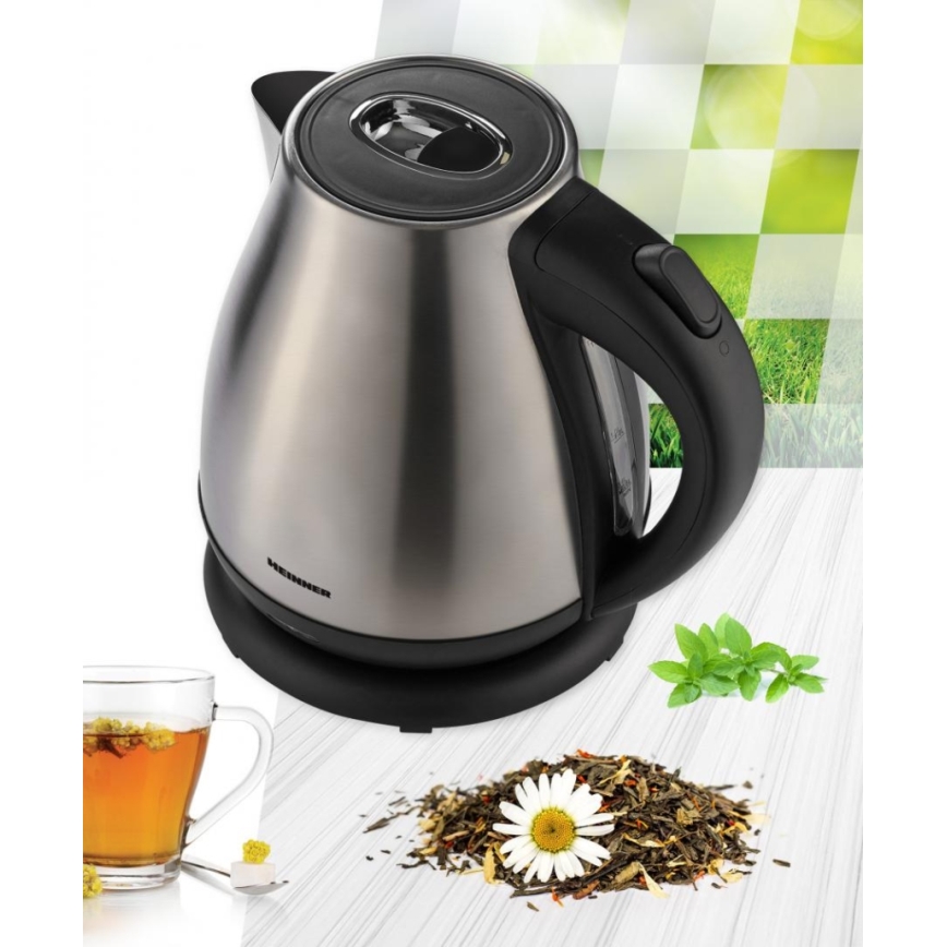 Heinner HEK-17IX - Wasserkocher 1,7 l 2200 W/230 V mattchrom/schwarz