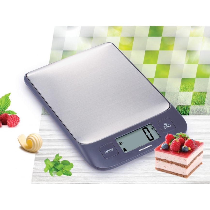 Heinner HKS-5IXBK - Digitale Küchenwaage 2xAAA grau/mattchrom