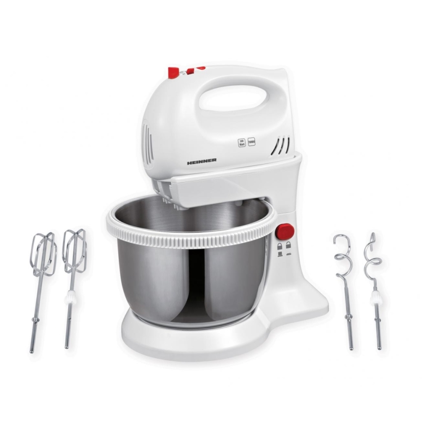 Heinner HMBR-300W - Handmixer mit drehbarer Schüssel 300W/230V weiß
