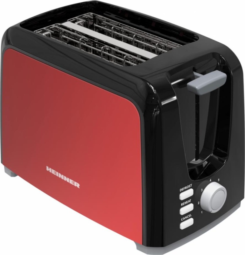 Heinner HTP-700BKRD - Toaster mit zwei Schlitzen 700W/230V rot/mattchrom