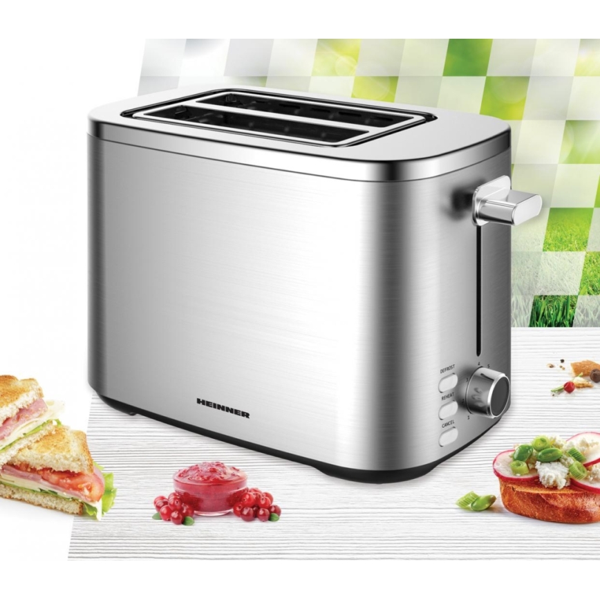 Heinner HTP-800SS - Toaster mit zwei Schlitzen 800W/230V aus Edelstahl