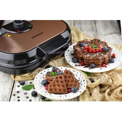 Heinner HWF-1000CR - Waffeleisen 1000 W/230 V schwarz/roségold