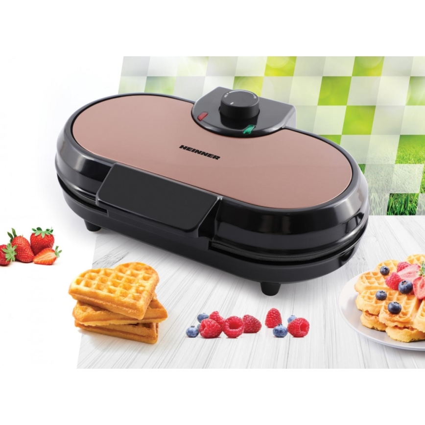 Heinner HWF-1000CR - Waffeleisen 1000 W/230 V schwarz/roségold