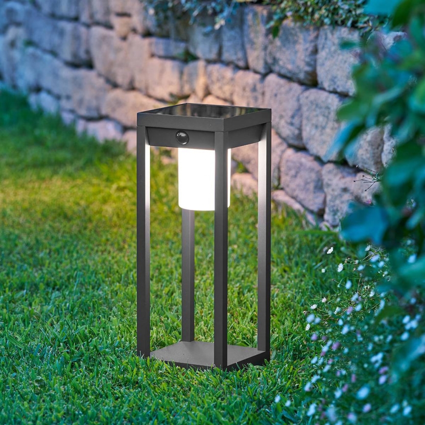 Hesperide - LED-Solarlaterne mit Bewegungsmelder PIKY LED/3,7 V 2600 mAh 40 cm IP65 anthrazit