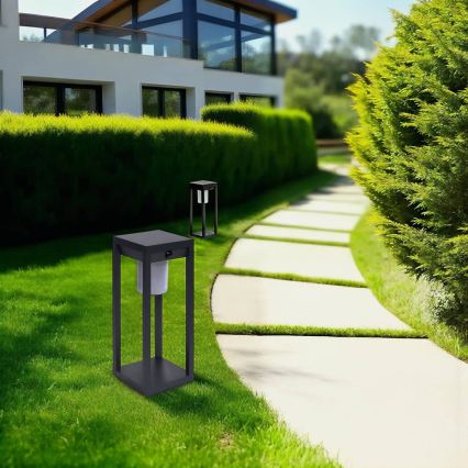 Hesperide - LED-Solarlaterne mit Bewegungsmelder PIKY LED/3,7 V 2600 mAh 40 cm IP65 anthrazit