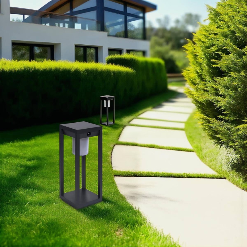 Hesperide - LED-Solarlaterne mit Bewegungsmelder PIKY LED/3,7 V 2600 mAh 40 cm IP65 anthrazit