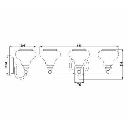 Hinkley - LED-Wandleuchte für Badezimmer AINSLEY 3xG9/3W/230V IP44