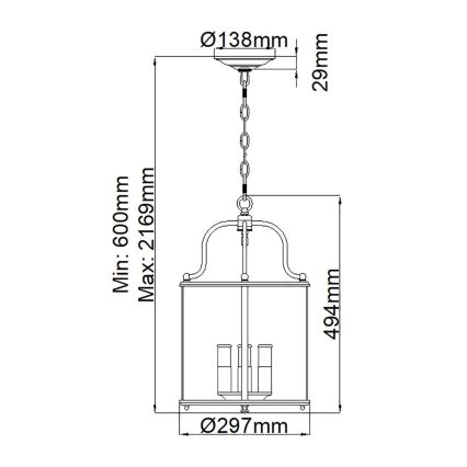 Hinkley - Kronleuchter mit Kette GENTRY 4xE14/60W/230V goldfarben