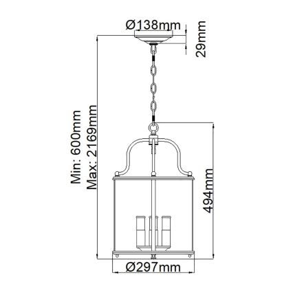 Hinkley - Kronleuchter mit Kette GENTRY 4xE14/60W/230V polierter Chrom