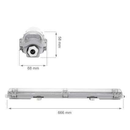 Hochleistungs-Leuchtstofflampe LIMEA T8 1xG13/10W/230V IP65 60cm