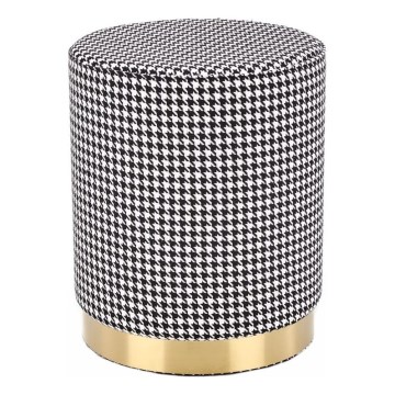 Hocker ARUNA Ø 36 cm weiß/schwarz/gold