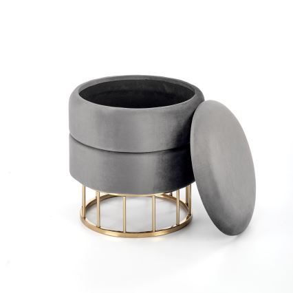 Hocker MINTY Ø 37 cm grau/gold