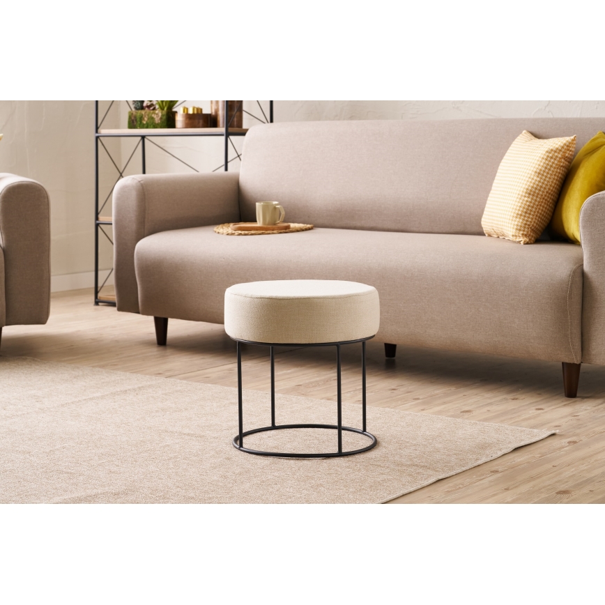 Hocker RELO Ø 40 cm, cremefarben