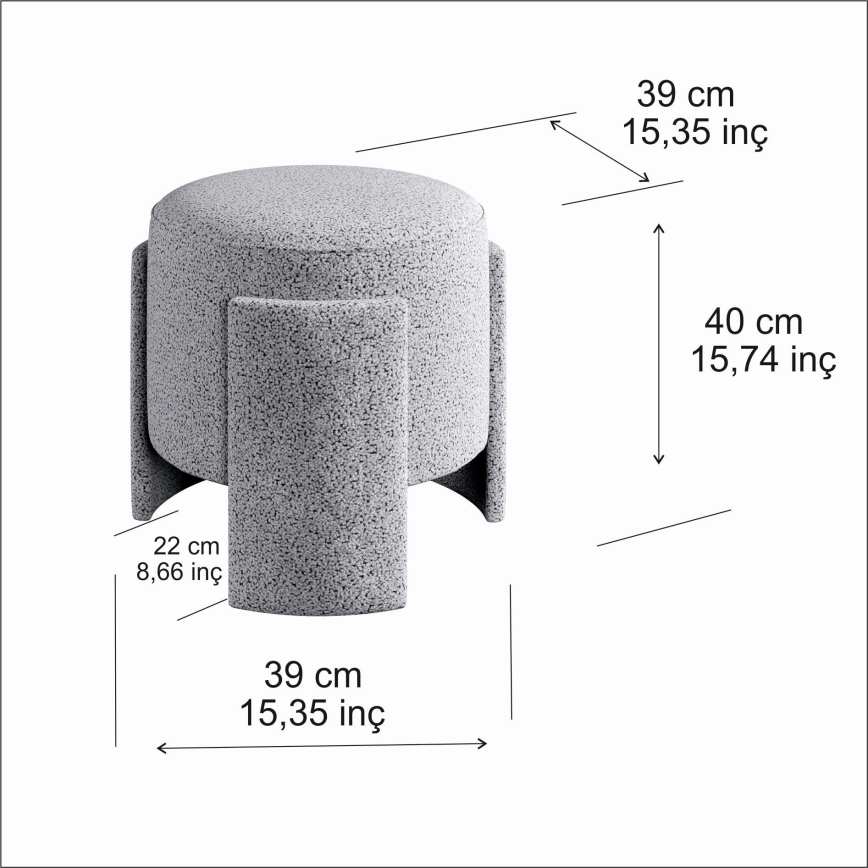 Hocker ROCKET Ø 39 cm grau