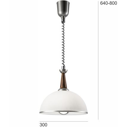 Höhenverstellbare Hängeleuchte CHIARA 1xE27/60W/230V silbern/dunkelbraun/Buche