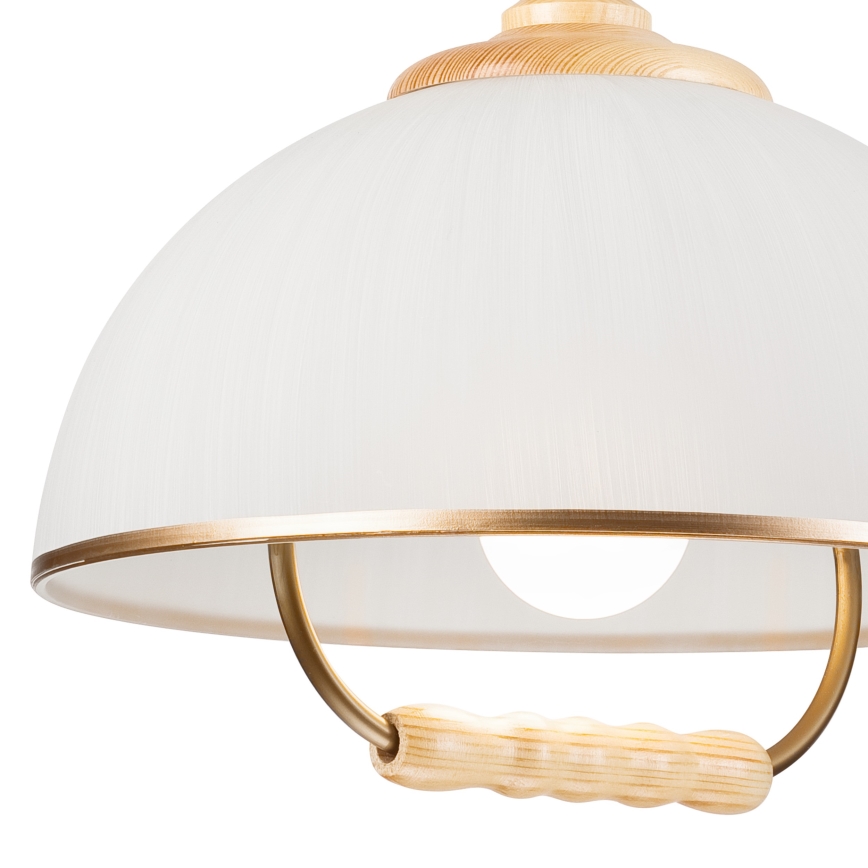 Höhenverstellbare Hängeleuchte RAMONA 1xE27/60W/230V beige/hellbraun/Kiefer