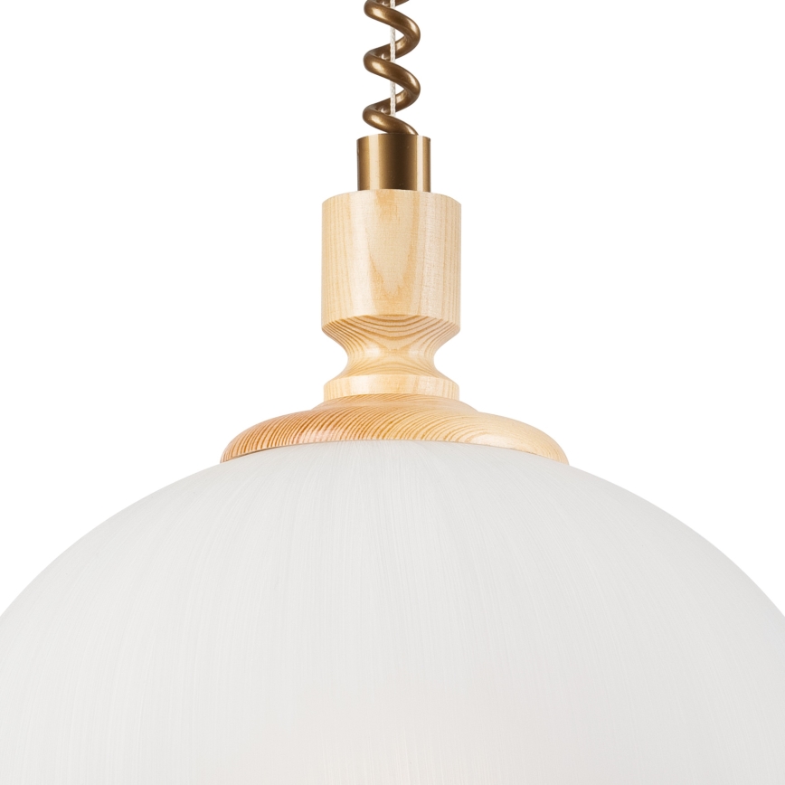 Höhenverstellbare Hängeleuchte RAMONA 1xE27/60W/230V beige/hellbraun/Kiefer