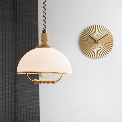 Höhenverstellbare Pendelleuchte RAMONA 1xE27/60W/230V Braun/Weiß/Eiche