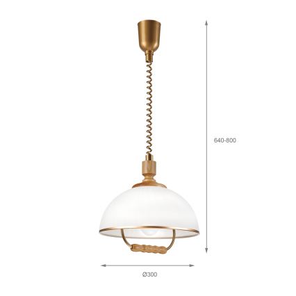 Höhenverstellbare Pendelleuchte RAMONA 1xE27/60W/230V Braun/Weiß/Eiche