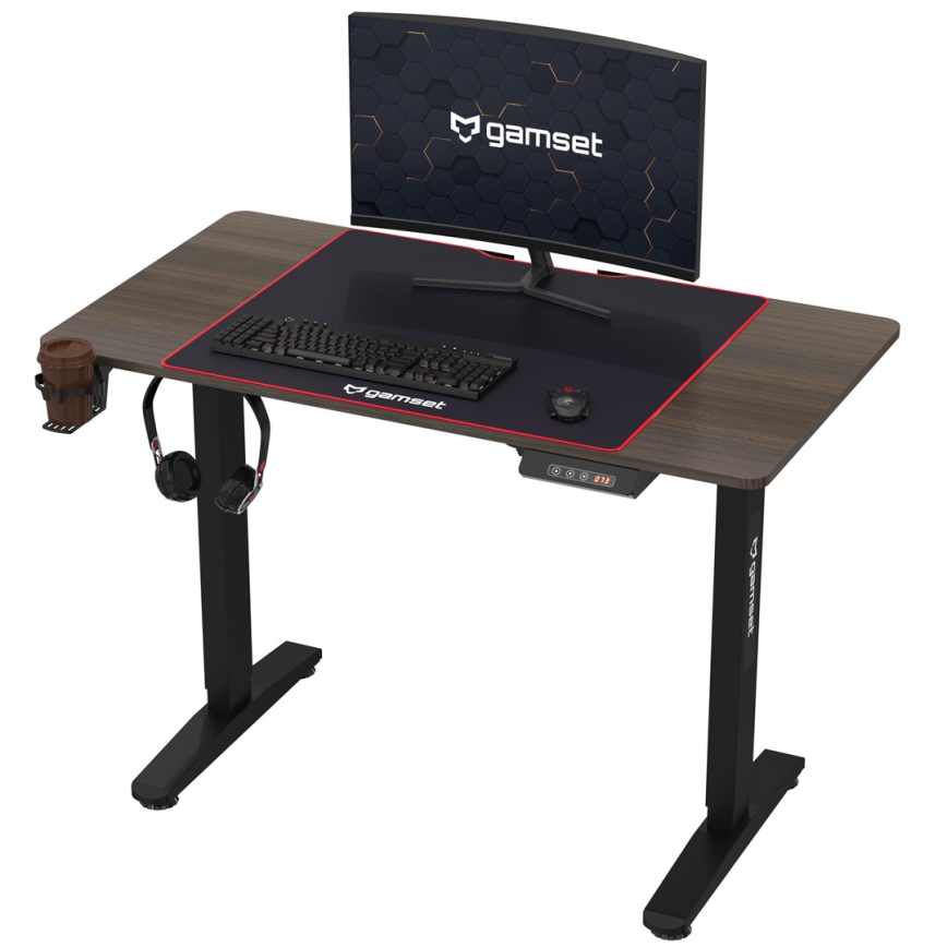 Höhenverstellbarer Gaming-Tisch CONTROL 110x60 cm braun/schwarz