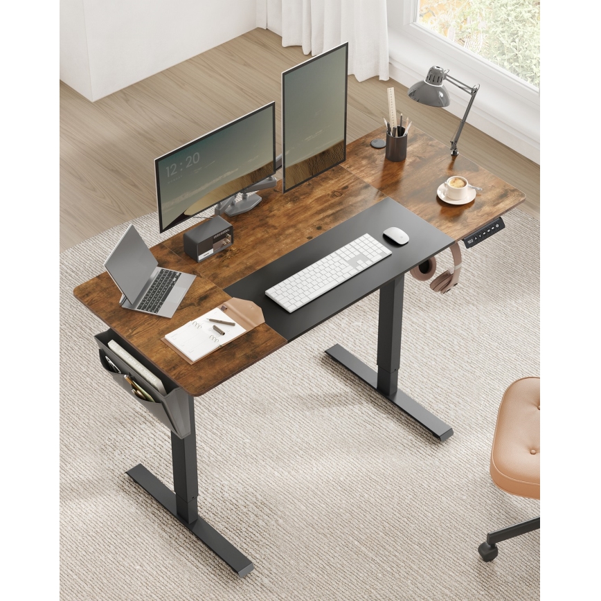 Höhenverstellbarer Schreibtisch SOLEA-X, braun/schwarz