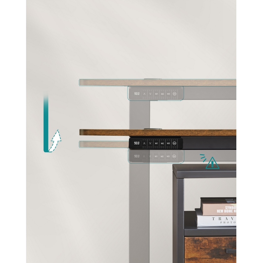Höhenverstellbarer Schreibtisch SOLEA-X, braun/schwarz