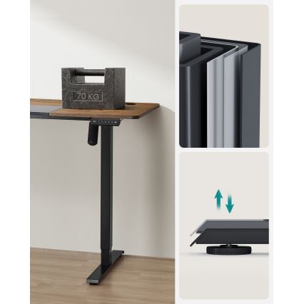 Höhenverstellbarer Schreibtisch SOLEA-X, braun/schwarz