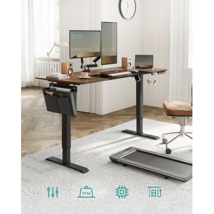 Höhenverstellbarer Schreibtisch SOLEA-X, braun/schwarz