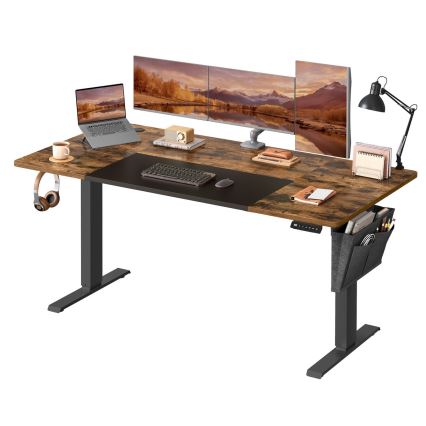 Höhenverstellbarer Schreibtisch SOLEA-X, braun/schwarz