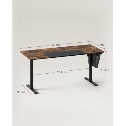 Höhenverstellbarer Schreibtisch SOLEA-X, braun/schwarz