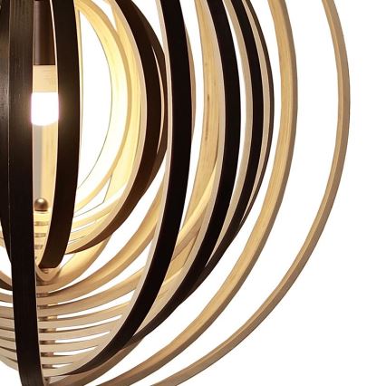 Holz-Pendelleuchte an Kabel 1xE27/60W/230V, Ø 43,5 cm, massiv/Furnier/Gummibaumholz