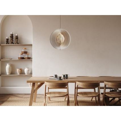 Holz-Pendelleuchte an Kabel 1xE27/60W/230V Ø 50 cm massiv/Furnier/Gummibaumholz