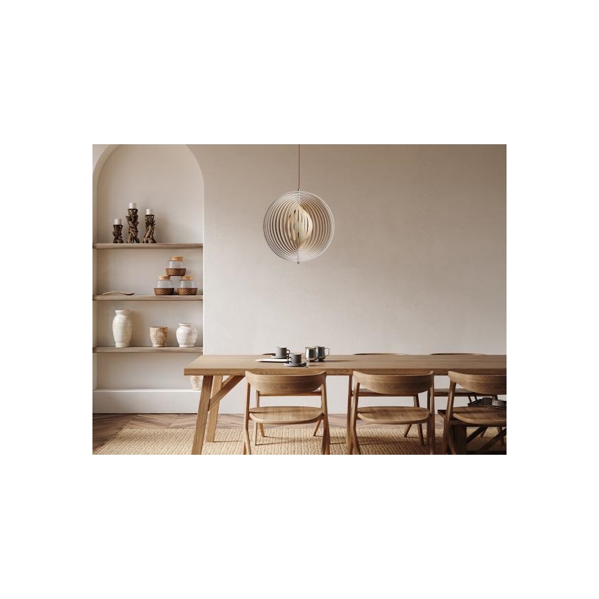 Holz-Pendelleuchte an Kabel 1xE27/60W/230V Ø 50 cm massiv/Furnier/Gummibaumholz