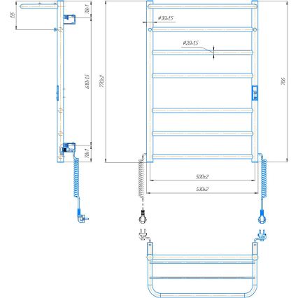 HOME Handtuchheizkörper für Badezimmer 95W/230V 77x53 cm Edelstahl/Chrom, rechts