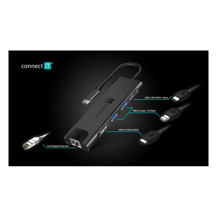 CONNECT IT CHU-8020-AN - USB-C Hub 5in1