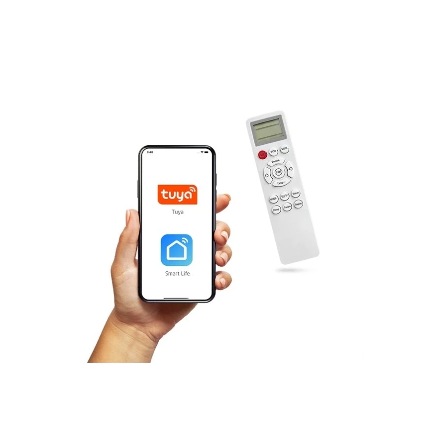 Hybride Solar-Klimaanlage 5 kW, Tuya Wi‑Fi, weiß + Fernbedienung