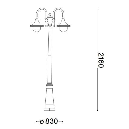 Ideal Lux - Außenleuchte CIMA 2xE27/52W/230V 216 cm IP43 anthrazit