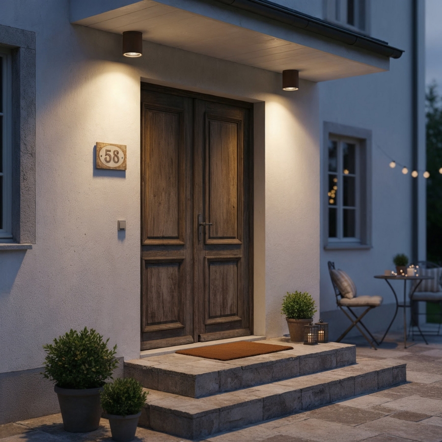 Ideal Lux - Außenstrahler GUN 1xGU10/28W/230V Ø 11 cm IP55 braun