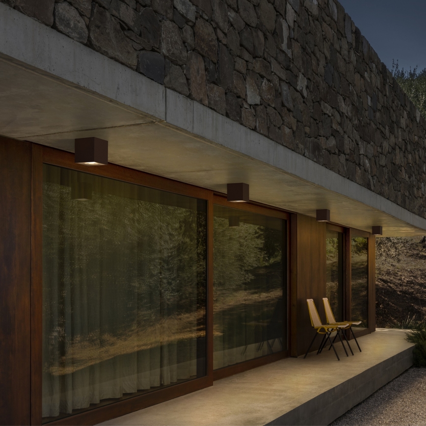 Ideal Lux - Außenstrahler TECHO 1xGU10/20W/230V 9x9 cm IP54 braun