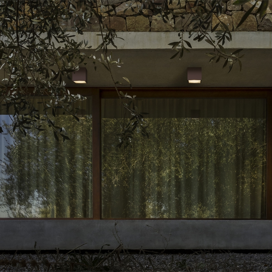 Ideal Lux - Außenstrahler TECHO 1xGU10/20W/230V 9x9 cm IP54 braun