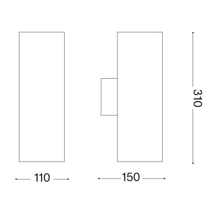 Ideal Lux - Außenwandleuchte GUN 1xE27/60W/230V 31 cm IP54 grau