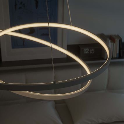 Ideal Lux - Dimmbare LED-Pendelleuchte an Stahlseil OZ LED/55W/230V, Ø 80 cm, CRI 90, Weiß