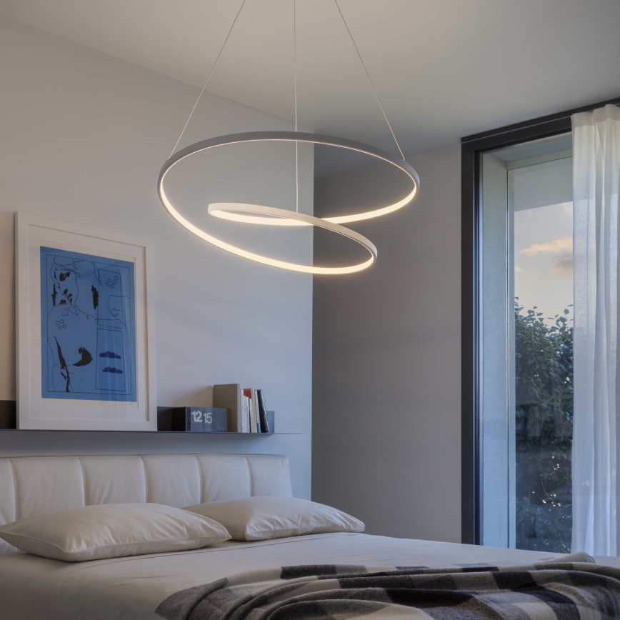 Ideal Lux - Dimmbarer LED-Pendelleuchter an Kabel OZ LED/48W/230V Ø 60 cm CRI 90 Weiß