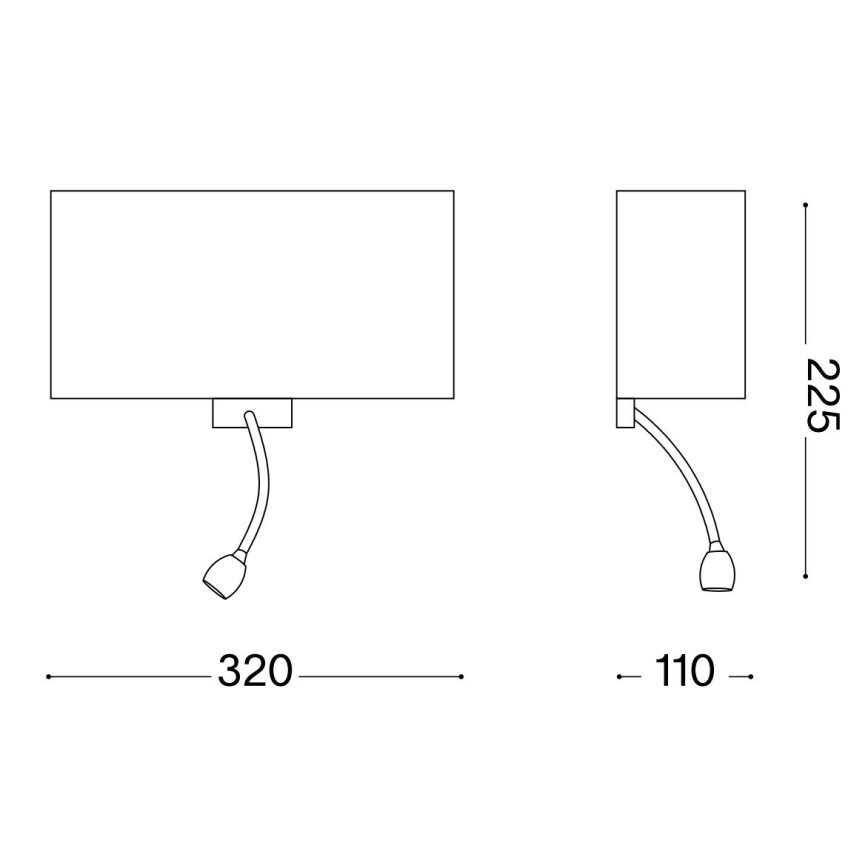 Ideal Lux - Flexible LED-Wandleuchte HOTEL 1xE27/60W/230V + LED/1,5W weiß