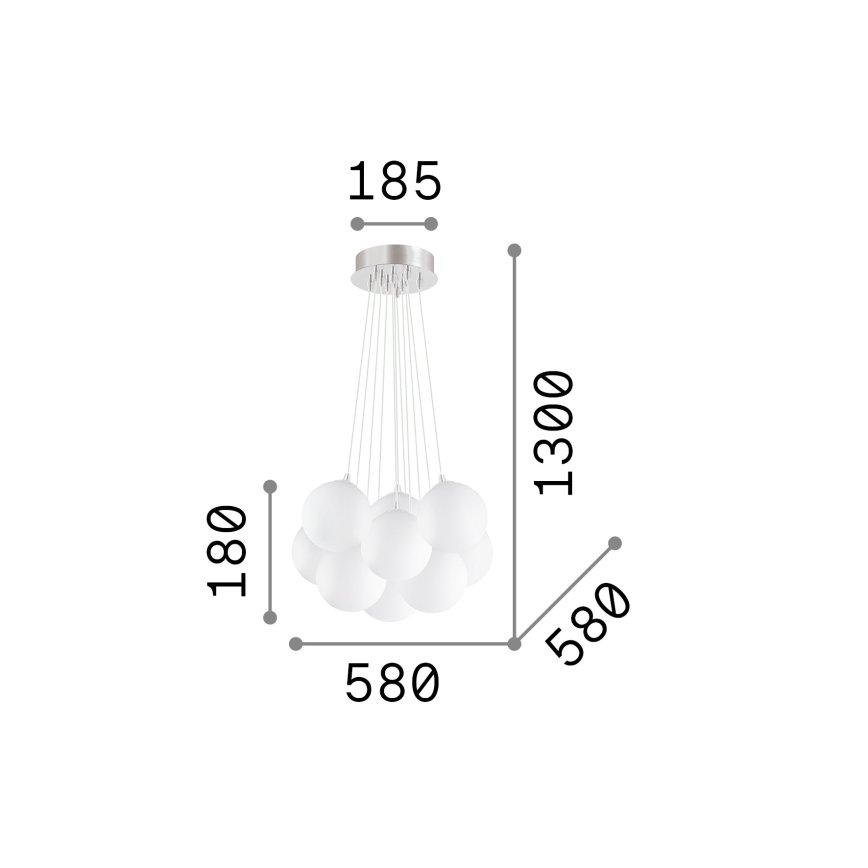 Ideal Lux - Hängeleuchte mit Kabel MAPA 11xE14/40W/230V Ø 58 cm weiß