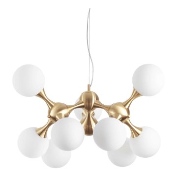 Ideal Lux - Hängeleuchte mit Kabelaufhängung NODI 9xE14/28W/230V Ø 80 cm Messing/Weiß