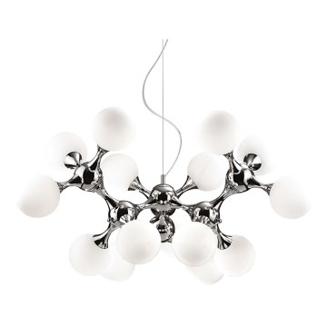 Ideal Lux - Hängeleuchte NODI 15xE14/28W/230V glänzendes Chrom/weiß