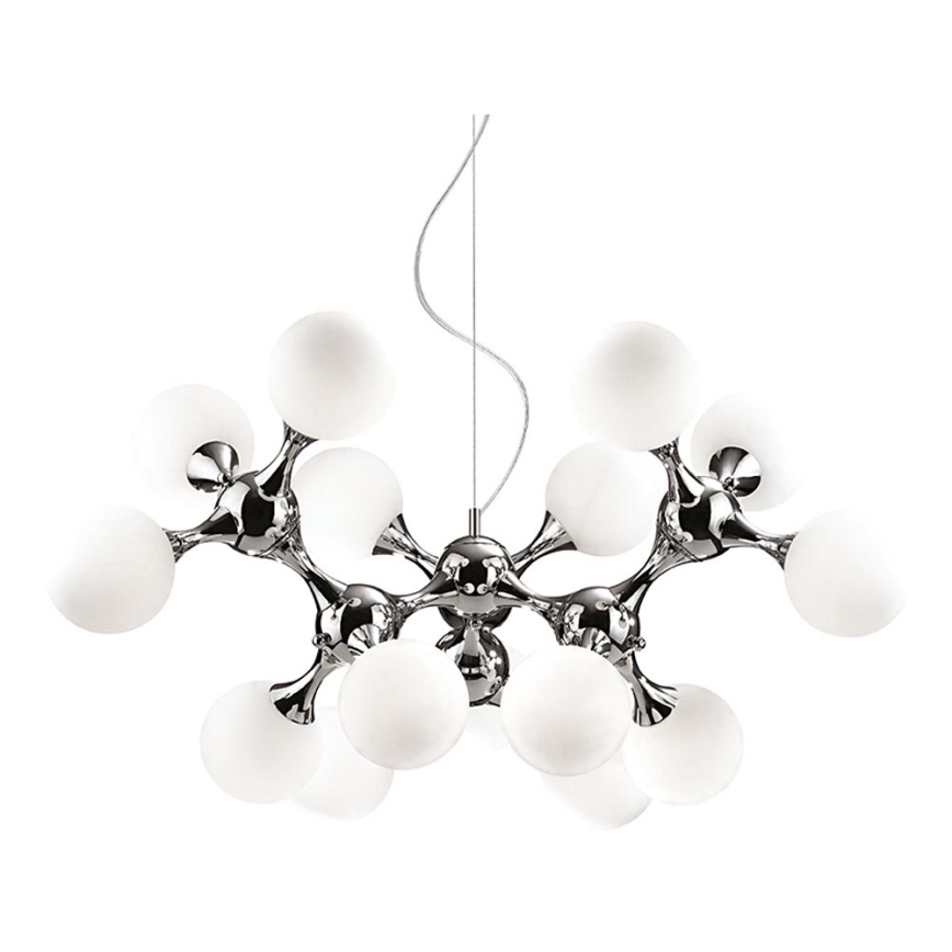 Ideal Lux - Hängeleuchte NODI 15xE14/28W/230V glänzendes Chrom/weiß