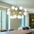 Ideal Lux - Hängeleuchte NODI an Kabel 15xE14/28W/230V Ø 105 cm Messing/Weiß