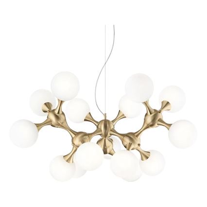 Ideal Lux - Hängeleuchte NODI an Kabel 15xE14/28W/230V Ø 105 cm Messing/Weiß